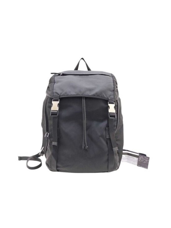 Prada Backpack Triangle Logo Black Nylon White Tag Silver main image 9